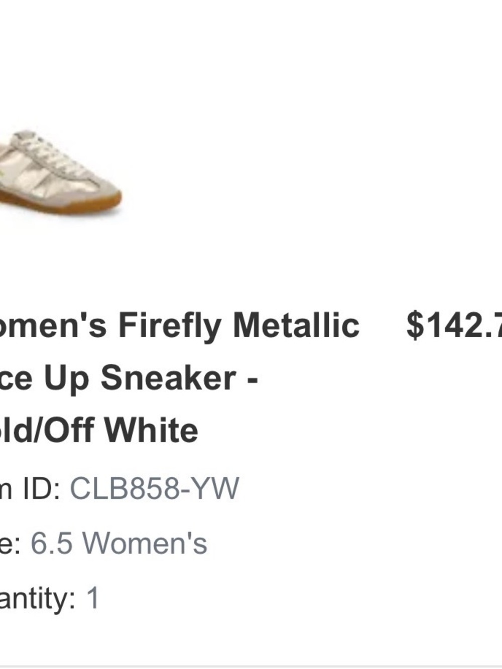 Gola Women's Metallic Lace-Up Sneaker in Gold and Off-White